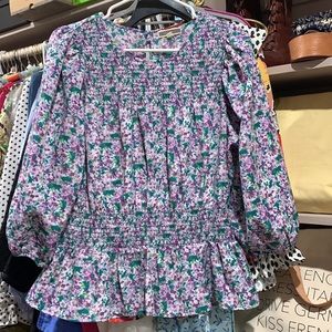 Pleione Anthropologie floral blouse L